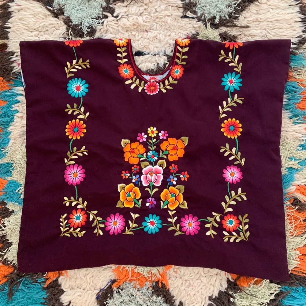 Hand embroidered floral top